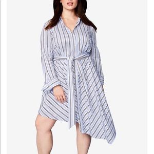 INC Striped asymmetrical shirtdress